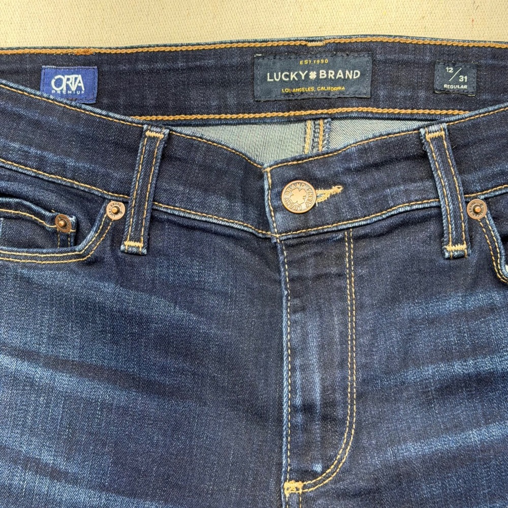 Lucky Brand Sweet Straight Jeans Womens 12/31 Twilight Blue Dark Wash Stretch - Picture 3 of 13